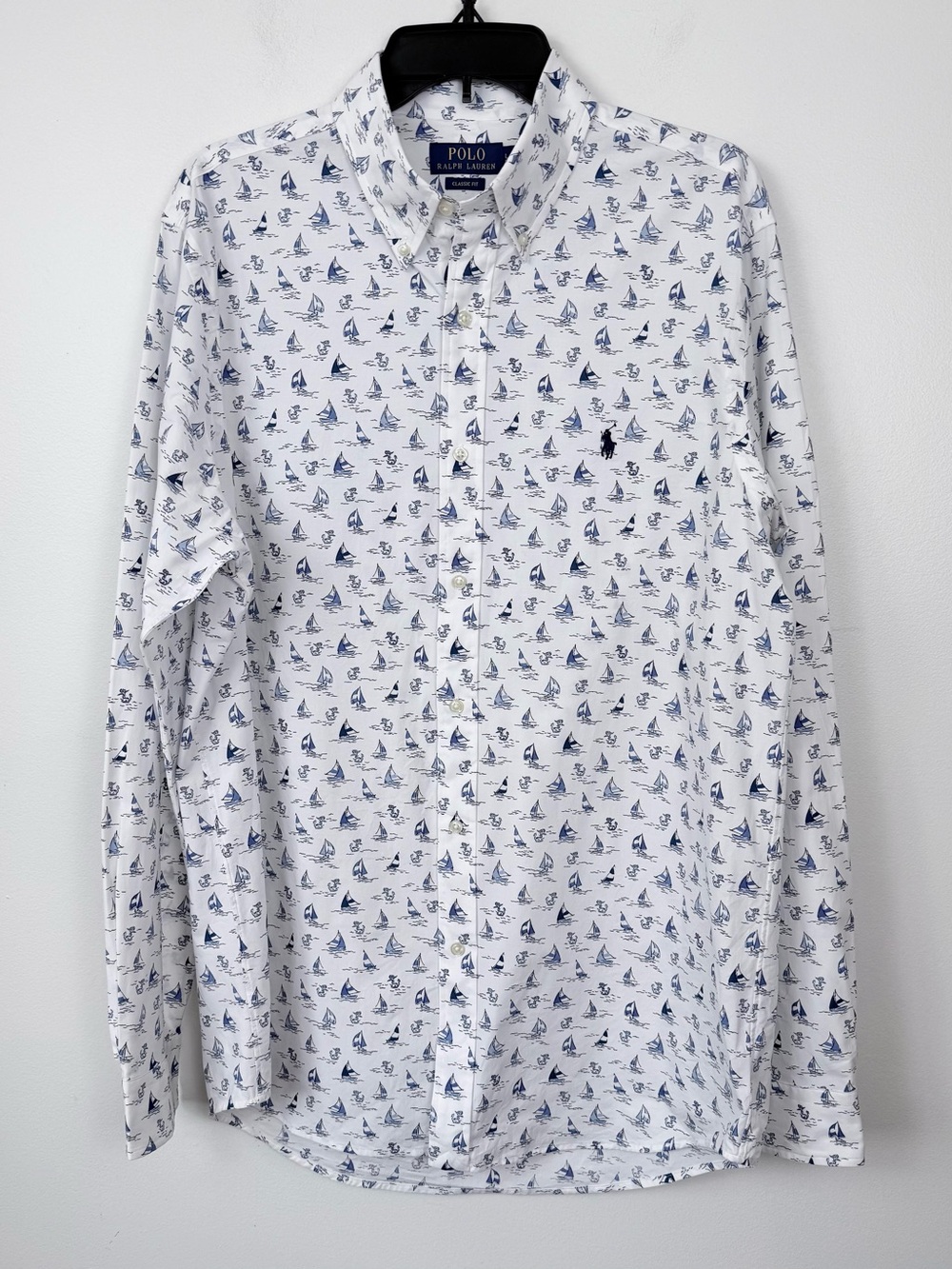 Polo by Ralph Lauren White & Navy Sailboat Print Button-Down Shirt